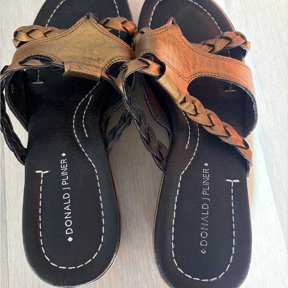 Donald J. Pliner Women's Black and Brown Braided Sandals